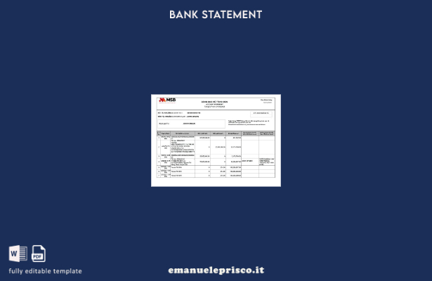 modello di parole dell'estratto conto bancario MSB del Vietnam in stile verifica